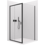 CERANO - Sprchový kout Varone LINE L/P - 6 mm - černá matná, transparentní sklo - 140x80x195 - posuvný CER-DY505B-90113
