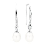 Stříbrné náušnice s bílou 8.5-9 mm perlou Joana, stříbro 925/1000, Bílá