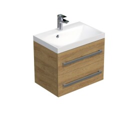 Koupelnová skříňka s chromovými úchyty a umyvadlem SAT Cube Way 60x53x40 cm dub Hickory mat CUBE260ZDH CUBE260ZDH