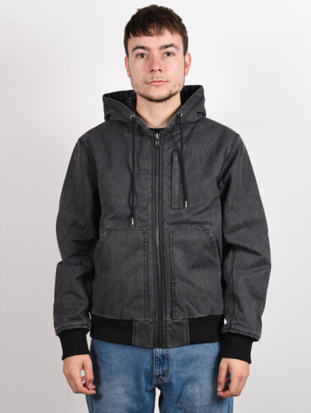 RVCA HOODED CANVAS BOMBER RVCA BLACK zimní pánská bunda - M