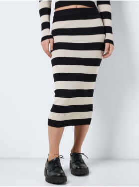 Krémovo-černá dámská pruhovaná svetrová midi sukně Noisy May Jaz Dámské