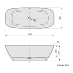 POLYSAN - MEDINA volně stojící vana, solid surface, 165x70x52cm, bílá mat 92430