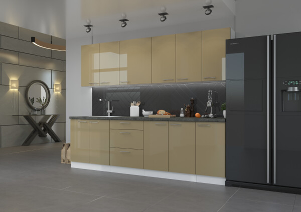 Kuchyňská linka 260 cm Lara 1 - Bílá + Cappucino lesk