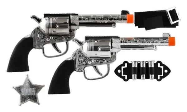 Kovbojská sada pistolí s pouzdrem a doplňky