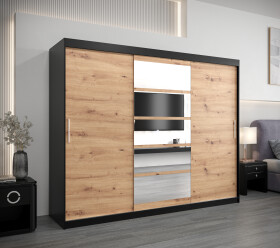 Šatní skříň Abi Ro1 Barva korpusu: Černá, Rozměry: 250 cm, Dveře: Dub artisan