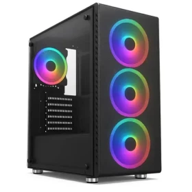 1stCOOL Rainbow 4 černá / Skříň PC / Mid Tower / ATX / zdroj 650W 88+ / 4x 120mm fan / průhledná bočnice (ML-RAINBOW4-RGB-650)