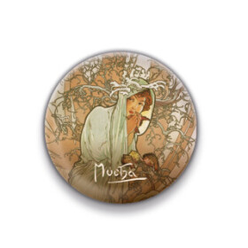 Magnet Alfons Mucha Zima, kulatý, cm