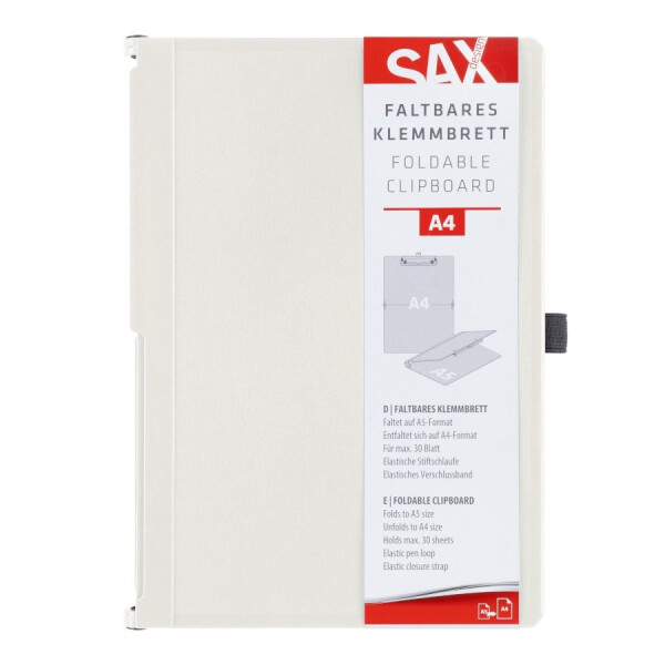 Uzavíratelné psací desky s klipem SAX A4 - krémové