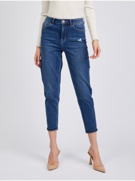 Orsay Tmavě modré dámské zkrácené mom fit džíny dámské