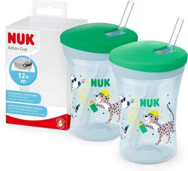 NUK Hrníček s brčkem 230ml / od 12+ / zelená (10255029)