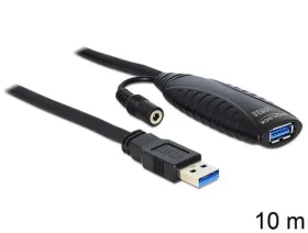 DeLock 83415 černá / Prodlužovací kabel USB / USB 3.2 Gen 1 / A samec - A samice / aktivní / 10 m (83415)