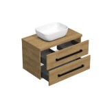 Koupelnová skříňka s černou úchytkou a krycí deskou SAT Cube Way 80x47,5x46 cm dub Hickory mat CUBE46C803DH45 CUBE46C803DH45