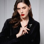 Luxusní brož se zirkony Natasha Silver - tulipán, Stříbrná