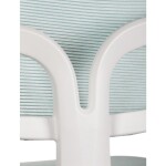 Dětská židle, modrá síťovina, bílý plastový kříž, kolečka na tvrdé podlahy