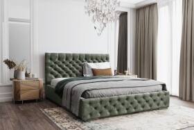 FRONTI Postel MODEL 02 200x200 olivově zelená - MAGIC VELVET 2295