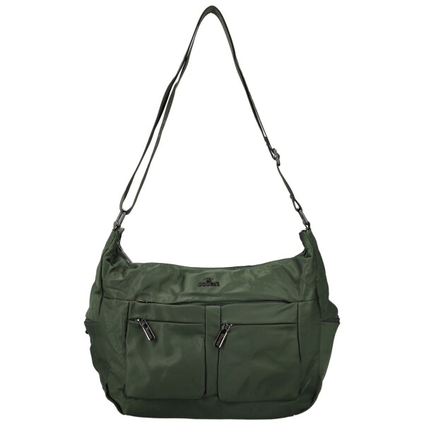 Trendy dámská textilní crossbody kabelka Coveri Iballa, tmavě zelená