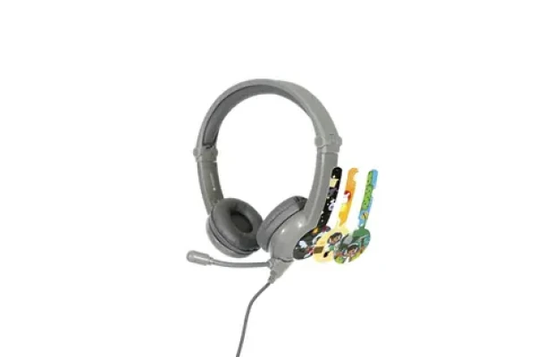 BuddyPhones GALAXY - Šedá / Dětská herní sluchátka s mikrofonem / BuddyCable / 3.5 mm jack / 0.8 m (BP-GALAXY-GREY)