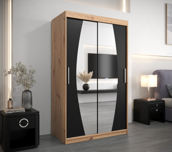 Šatní skříň Abi E0 Barva korpusu: Dub artisan, Rozměry: 120 cm, Dveře: Černá