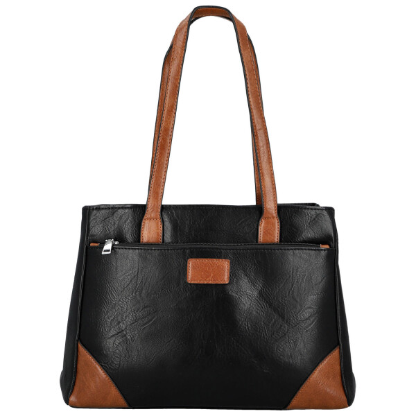 Trendy dámská koženková kabelka na rameno Remiga, černá-hnědá