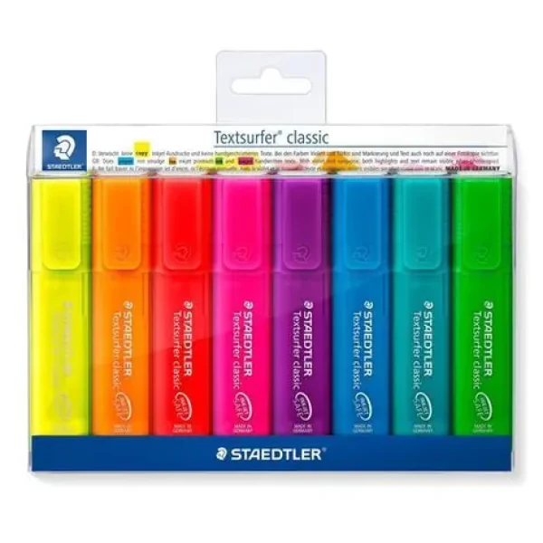 Staedtler Textsurfer Classic / Zvýrazňovač / 8 barev / Šíře stopy 1-5 mm / Etue (364 P WP8)