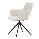 Židle jídelní, krémová látka, 360° vratný mechanismus, černý kov