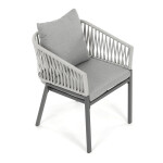Zahradní židle, kov, polyratan, šedá, AZC-S1430 GREY