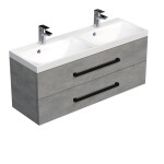 Koupelnová skříňka s černou úchytkou a umyvadlem SAT Cube Way 120x53x40 cm beton mat CUBE2C120ZBE CUBE2C120ZBE