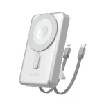 Dudao K29 10000mAh stříbrná / Powerbanka / MagSafe s pouzdrem,stojánkem a vestavěnými kabely USB-C / Lightning / 20W (188194)