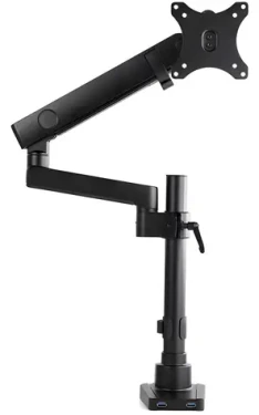 StarTech Stolní rameno pro monitor černá / Držák monitoru / VESA 75x75-100x100 / 34" / nosnost 8 kg / rotace 90° (ARMPIVOT2USB3)