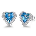 Náušnice Swarovski Elements Angel Wings - andělská křídla, Modrá