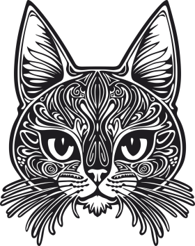 Dřevěná mandala na zeď kočka 5 Rozměr (cm): 38 x 30, Dekor: Černá
