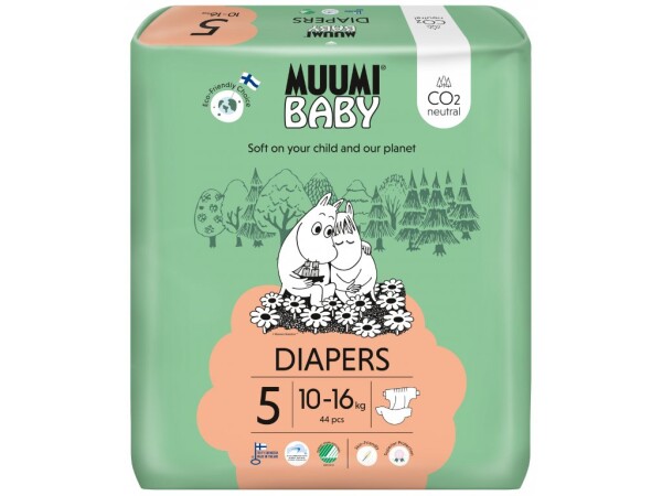 Muumi Baby 5 Maxi+ 10–16 kg (44 ks), eko pleny