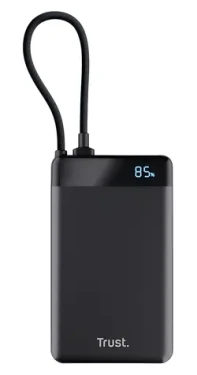 Trust Fiera 10000 černá / Powerbanka / vestavěný kabel USB-C / 20W / LED displej (25880)
