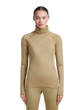 Dámské merino triko dlouhý rukáv ICEBREAKER Wmns 300 MerinoFine Polar LS Roll Neck, Cumin velikost: XS