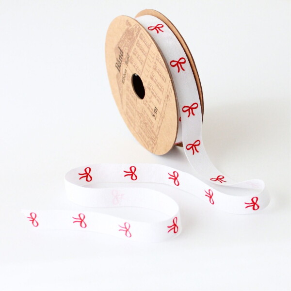 Det Gamle Apotek Dekorativní stuha White / Bows – 5 m, bílá barva, textil