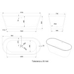 INVENA - Vana volně stojící 170 cm limnos se sifonem bílá; AN-00-120-M