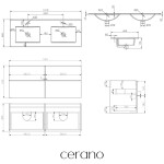 CERANO - Koupelnová skříňka Velora - bílá matná, úchytka zlatá + keramické umyvadlo Todo - 121x55x46,5 CER-664879