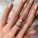 Royal Fashion prsten 14k zlato Vermeil GU-DR20559R-ROSEGOLD-MOONSTONE-TOPAZ Velikost: 10 (EU: 61-63)