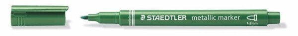 Staedtler metallic marker zelený 1–2 mm permanentní metalický popisovač neprůhledný na tmavý papír scrapbooking přání karty kaligrafie dekorace
