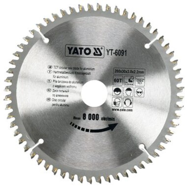 Yato pilový kotouč 200x30mm 60 zubů na hliník YT-6091