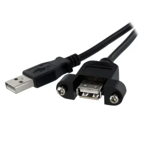 StarTech USB-A - USB-A kabel s montáží na panel černá / Kabel / USB 2.0 / 0,3 m (USBPNLAFAM1)