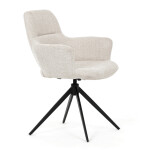 Židle jídelní, krémová látka, 360° vratný mechanismus, černý kov