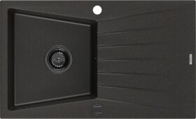 MEXEN/S - Cesar granitový dřez 1 s odkapávačem 775 x 470 mm, černá/zlatý metalik, + černý sifon 6514771010-75-B