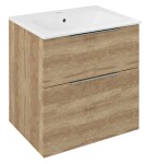 SAPHO - SET koupelnová skříňka CIRASA 60cm s umyvadlem a LED zrcadlem, 2x zásuvka, dub alabama KSET-093