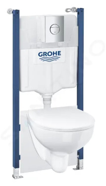 GROHE - Solido Set předstěnové instalace, klozetu Bau Ceramic a sedátka Slim softclose, tlačítka Sail, chrom/bílá 39900000