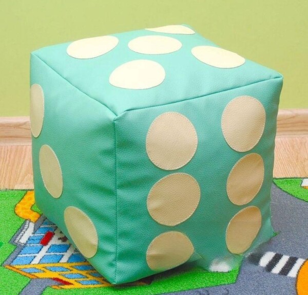 FRONTI Dětský taburet KOSTKA 35 cm - mentolová + béžová