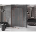 MEXEN/S - Velar L sprchový kout, posuvné dveře 110 x 120, dekor, růžové zlato 871-110-120-33-60