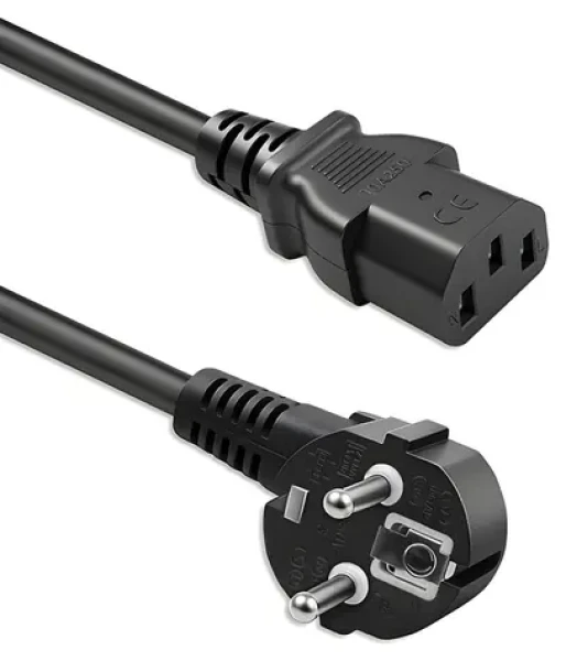 Napájecí kabel Schuko úhlový - IEC C13 / Napájecí kabel / CEE7/7 - IEC C13 / 3x1 mm2 / 1,8 m (54619)