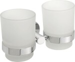 SAPHO - X-ROUND dvojitý držák skleniček, mléčné sklo, chrom XR902