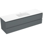 MEXEN/S - Rivel koupelnová skříňka 160 cm s umyvadlem Otis, 2 zásuvky, reliéf , grafit mat/bílá mat - 91A20-16047-2-BFF66-W18M 91A20-16047-2-BFF66-W18M01